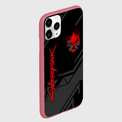 Чехол iPhone 11 Pro матовый Cyberpunk 2077: Grey Samurai, цвет: 3D-малиновый — фото 2