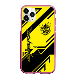 Чехол iPhone 11 Pro матовый Cyberpunk 2077: Yellow Samurai, цвет: 3D-малиновый