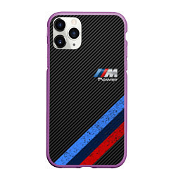 Чехол iPhone 11 Pro матовый BMW КАРБОН, цвет: 3D-фиолетовый