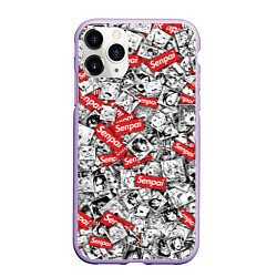 Чехол iPhone 11 Pro матовый Senpai x Ahegao, цвет: 3D-светло-сиреневый