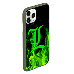 Чехол iPhone 11 Pro матовый L letter flame, цвет: 3D-темно-зеленый — фото 2