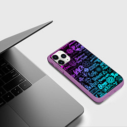 Чехол iPhone 11 Pro матовый ЛОГОТИПЫ РОК ГРУПП, цвет: 3D-фиолетовый — фото 2