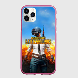 Чехол iPhone 11 Pro матовый PUBG, цвет: 3D-малиновый