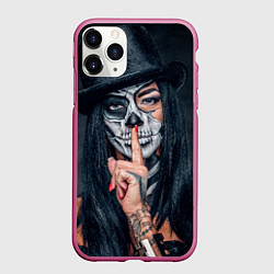 Чехол iPhone 11 Pro матовый Девушка halloween, цвет: 3D-малиновый