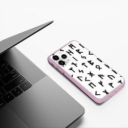 Чехол iPhone 11 Pro матовый РУСЬ РУНЫ, цвет: 3D-розовый — фото 2