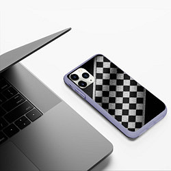 Чехол iPhone 11 Pro матовый Финишная лента в клетку, цвет: 3D-светло-сиреневый — фото 2
