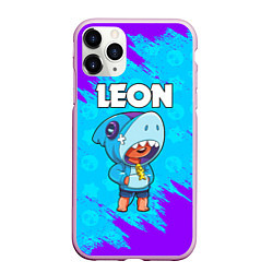 Чехол iPhone 11 Pro матовый BRAWL STARS LEON SHARK, цвет: 3D-розовый