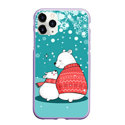 Чехол iPhone 11 Pro матовый North bear, цвет: 3D-светло-сиреневый