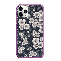 Чехол iPhone 11 Pro матовый Цветочный букет, цвет: 3D-фиолетовый