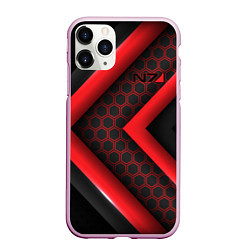 Чехол iPhone 11 Pro матовый Mass Effect N7, цвет: 3D-розовый