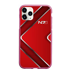 Чехол iPhone 11 Pro матовый Mass Effect N7, цвет: 3D-малиновый