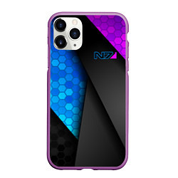 Чехол iPhone 11 Pro матовый Mass Effect N7, цвет: 3D-фиолетовый