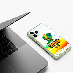 Чехол iPhone 11 Pro матовый BRAWL STARS LEON, цвет: 3D-салатовый — фото 2