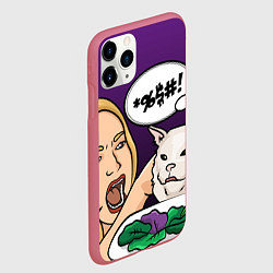 Чехол iPhone 11 Pro матовый Woman yelling at a cat, цвет: 3D-малиновый — фото 2