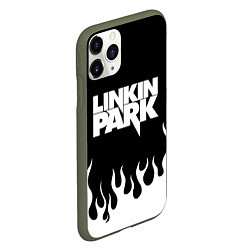 Чехол iPhone 11 Pro матовый Linkin Park: Black Flame, цвет: 3D-темно-зеленый — фото 2