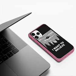 Чехол iPhone 11 Pro матовый I want to believe, цвет: 3D-малиновый — фото 2