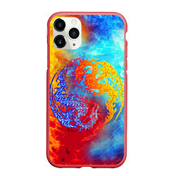 Чехол iPhone 11 Pro матовый Битва огней x Драконы, цвет: 3D-красный