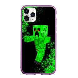 Чехол iPhone 11 Pro матовый MINECRAFT, цвет: 3D-фиолетовый