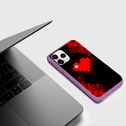 Чехол iPhone 11 Pro матовый MINECRAFT HEART, цвет: 3D-фиолетовый — фото 2