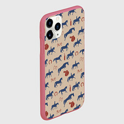 Чехол iPhone 11 Pro матовый Кони, цвет: 3D-малиновый — фото 2