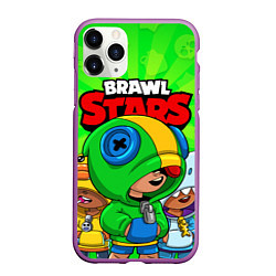 Чехол iPhone 11 Pro матовый BRAWL STARS LEON, цвет: 3D-фиолетовый