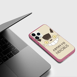 Чехол iPhone 11 Pro матовый Мой сосед Тоторо Nekobus, цвет: 3D-малиновый — фото 2