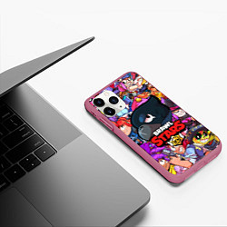 Чехол iPhone 11 Pro матовый BRAWL STARS CROW, цвет: 3D-малиновый — фото 2