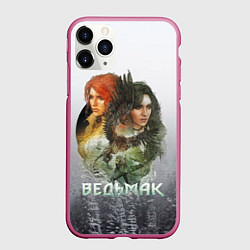 Чехол iPhone 11 Pro матовый Ведьмак: Трис и Йеннифер, цвет: 3D-малиновый
