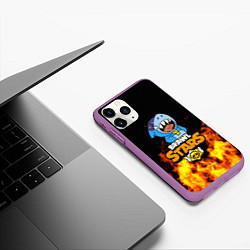 Чехол iPhone 11 Pro матовый BRAWL STARS LEON SHARK, цвет: 3D-фиолетовый — фото 2