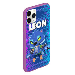 Чехол iPhone 11 Pro матовый BRAWL STARS LEON ОБОРОТЕНЬ, цвет: 3D-фиолетовый — фото 2