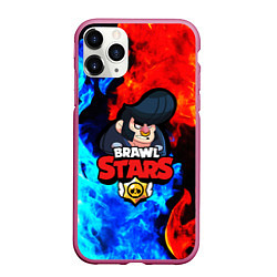 Чехол iPhone 11 Pro матовый BRAWL STARS BULL, цвет: 3D-малиновый