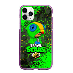 Чехол iPhone 11 Pro матовый BRAWL STARS LEON, цвет: 3D-фиолетовый