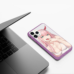 Чехол iPhone 11 Pro матовый Ahegao, цвет: 3D-фиолетовый — фото 2