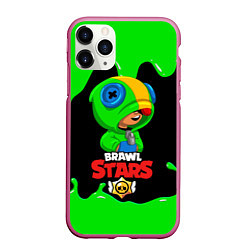 Чехол iPhone 11 Pro матовый BRAWL STARS LEON, цвет: 3D-малиновый