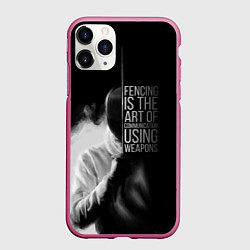 Чехол iPhone 11 Pro матовый Fencing is the art, цвет: 3D-малиновый