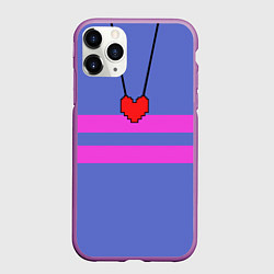Чехол iPhone 11 Pro матовый UNDERTALE FRISK ФРИСК, цвет: 3D-фиолетовый