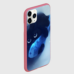 Чехол iPhone 11 Pro матовый Аниме CAT, цвет: 3D-малиновый — фото 2