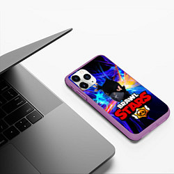 Чехол iPhone 11 Pro матовый Brawl Stars - Crow, цвет: 3D-фиолетовый — фото 2