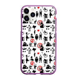 Чехол iPhone 11 Pro матовый Banksy, цвет: 3D-фиолетовый