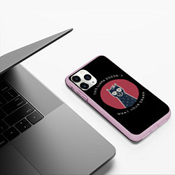 Чехол iPhone 11 Pro матовый Не расстраивай ламу чёрный, цвет: 3D-розовый — фото 2