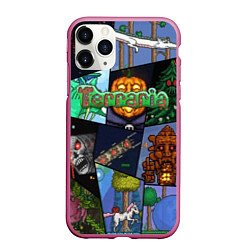 Чехол iPhone 11 Pro матовый Terraria, цвет: 3D-малиновый