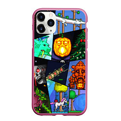 Чехол iPhone 11 Pro матовый Terraria allpic, цвет: 3D-малиновый