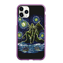 Чехол iPhone 11 Pro матовый Ктулху, цвет: 3D-фиолетовый