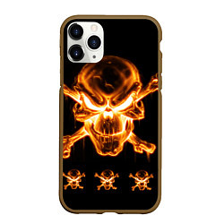 Чехол iPhone 11 Pro матовый Черепа, цвет: 3D-коричневый