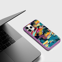 Чехол iPhone 11 Pro матовый Абстрактный рисунок, цвет: 3D-фиолетовый — фото 2