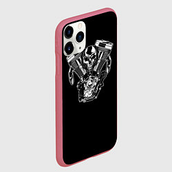Чехол iPhone 11 Pro матовый Движковый череп, цвет: 3D-малиновый — фото 2
