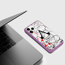 Чехол iPhone 11 Pro матовый Ассасин крид с красными каплями, цвет: 3D-фиолетовый — фото 2