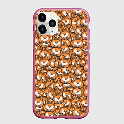 Чехол iPhone 11 Pro матовый Попки Корги, цвет: 3D-малиновый