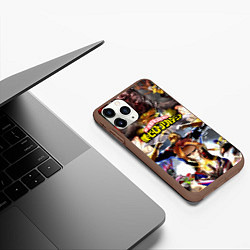 Чехол iPhone 11 Pro матовый MY HERO ACADEMIA коллаж из героев, цвет: 3D-коричневый — фото 2