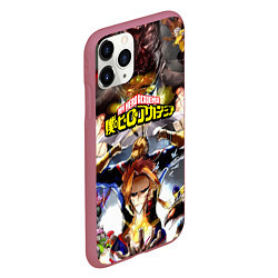 Чехол iPhone 11 Pro матовый MY HERO ACADEMIA коллаж из героев, цвет: 3D-малиновый — фото 2